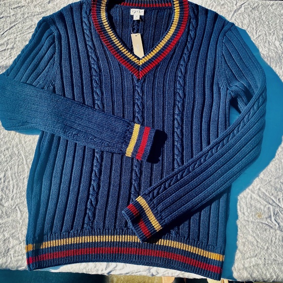 J Crew cable knit varsity style sweater - Picture 1 of 4
